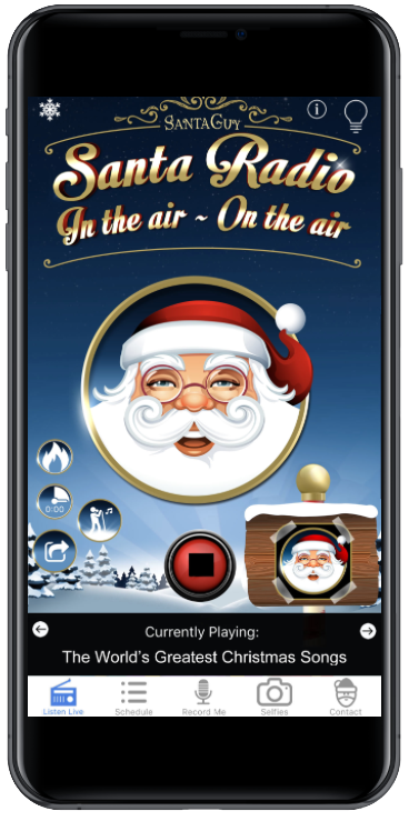 Santa Radio iOS app — non-stop Christmas music hosted by Guy Harris, Voice of Santa